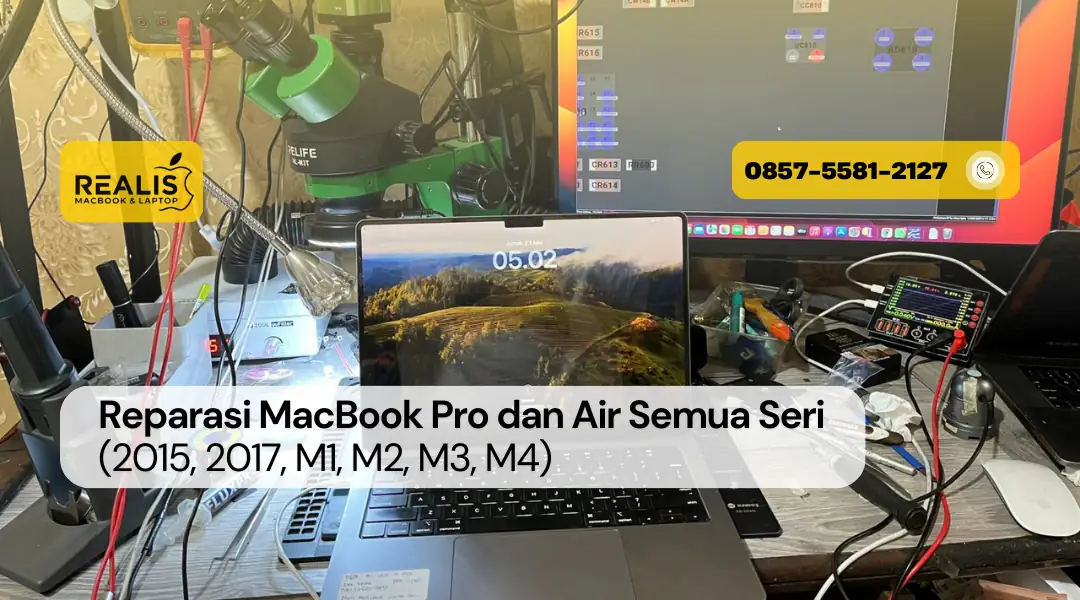 Reparasi MacBook Pro dan Air Semua Seri (2015, 2017, M1, M2, M3, M4)